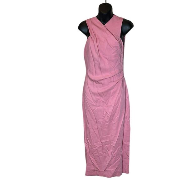 REISS imogen sleeveless ruched midi dress pink 4 event occasion party - Picture 3 of 10